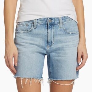 AG Jeans Becke Distressed Stretch Denim Shorts Relaxed Raw Hem Size 26 NWT